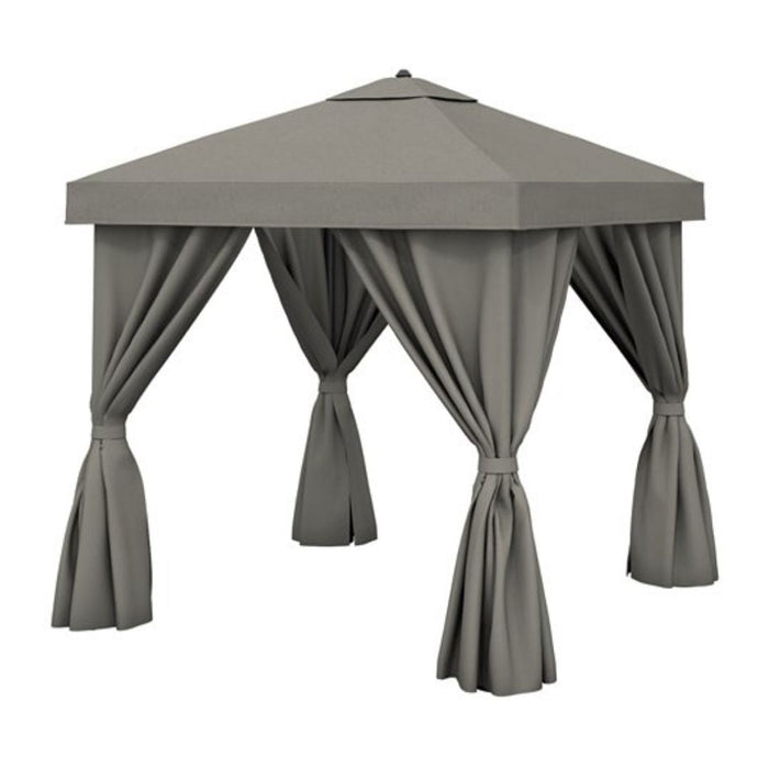 Aluminum Cabana, 8' Square w/ Fabric Curtains & Vent
