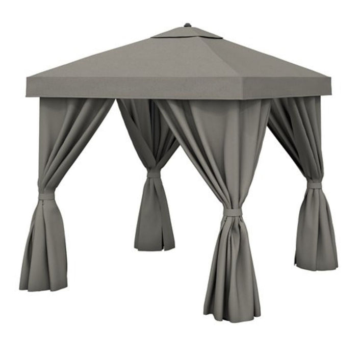 Aluminum Cabana, 12' Square w/ Fabric Curtains & Vent