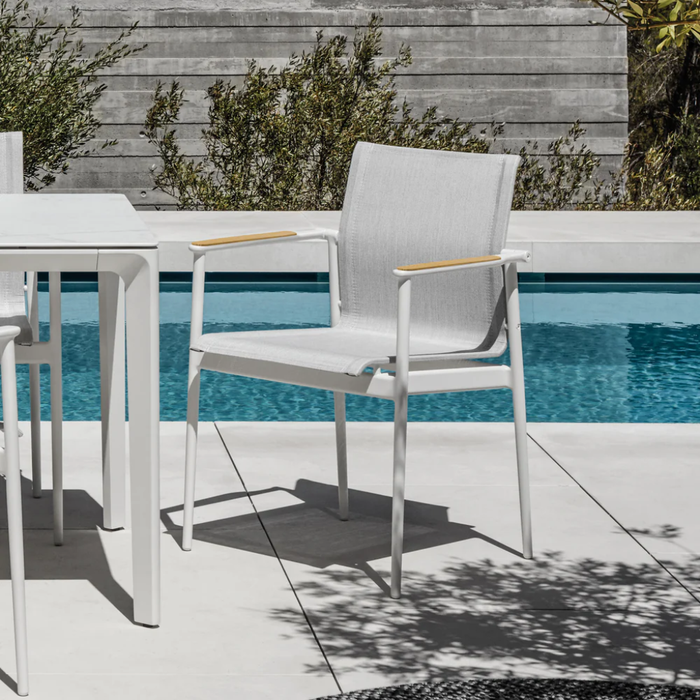 180 Stacking Dining Chair with Teak Arms