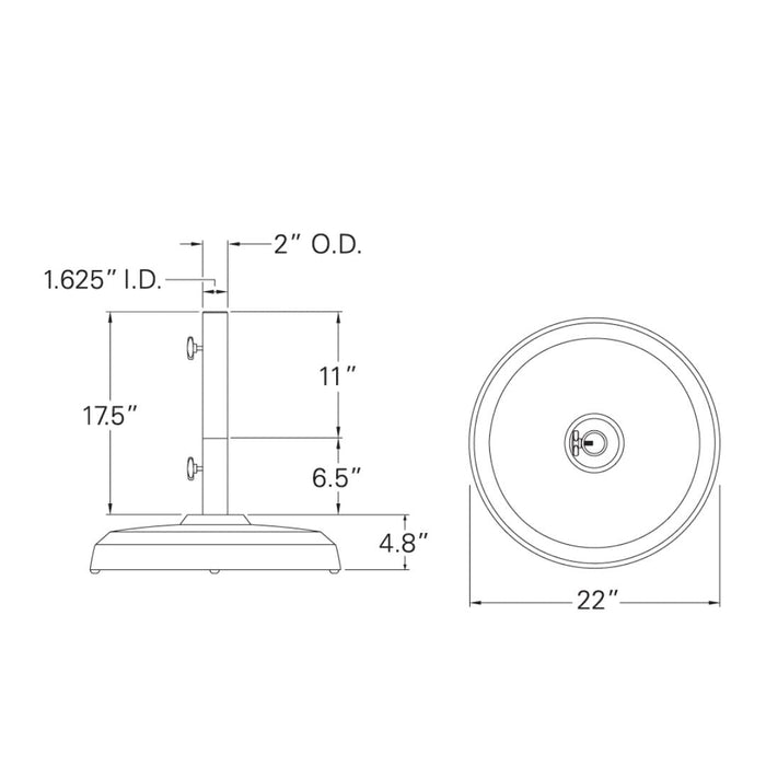 Commercial Umbrella Base Cast Aluminum 150 lbs
