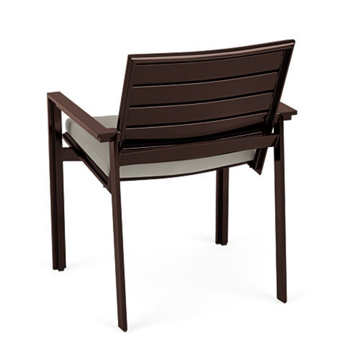 Meza Nesting Dining Chair Aluminum Slat Seat w/ Arms