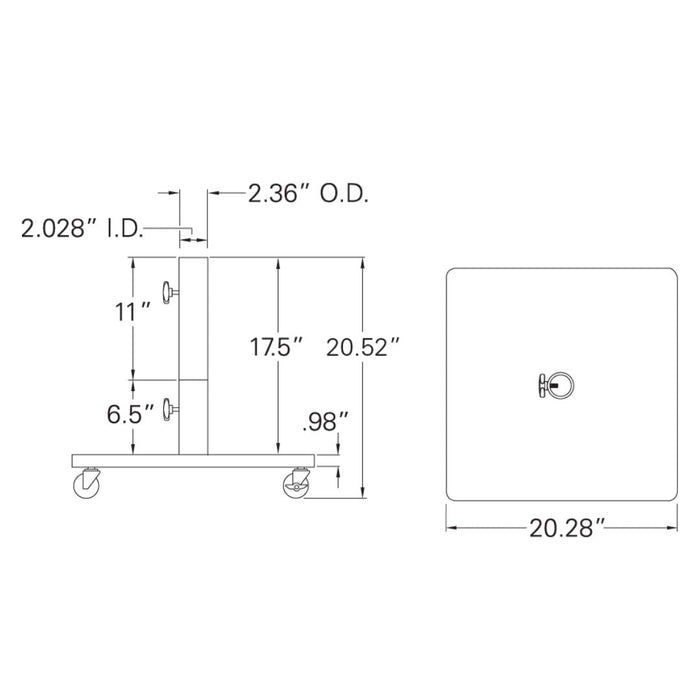 Steel Base w/ Caster Umbrella Base 120 lbs