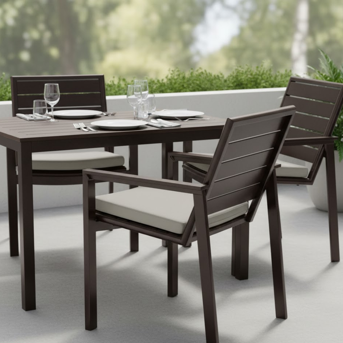 Meza Nesting Dining Chair Aluminum Slat Seat with Arms