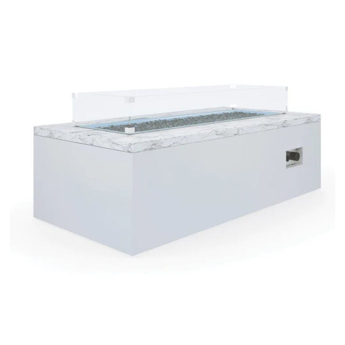White Carrara Marble Rectangular Fire Table