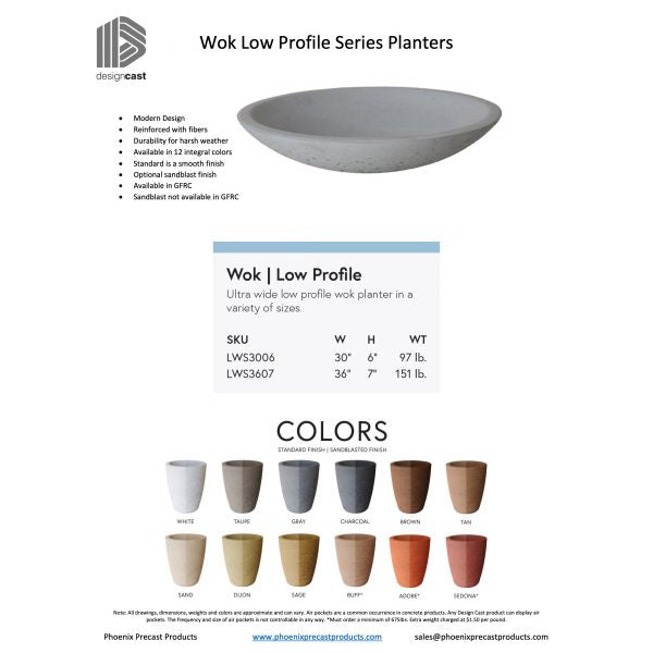 Low Profile Wok Series Planters