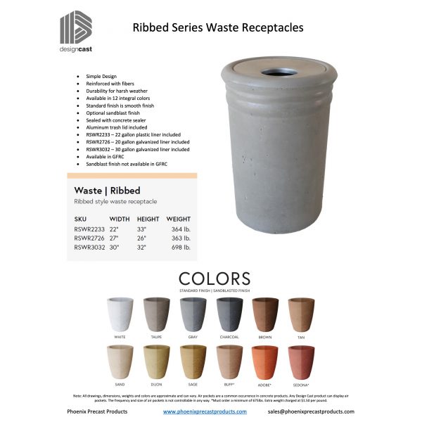 Ribbed Series Waste Receptacle