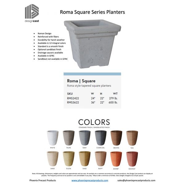 Roma Series Square Planters