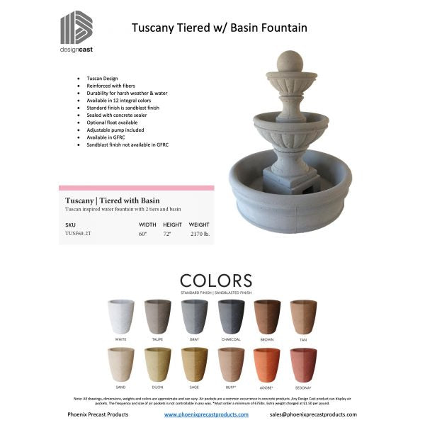 Tuscany Series Tiered Fountain with Basin